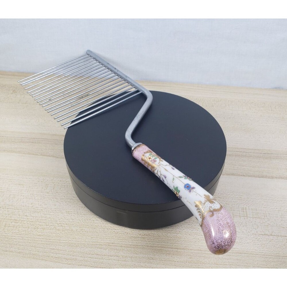 Vintage Angel Food Cake Cutter Fork Floral Handle Blade Made In England 11.5”